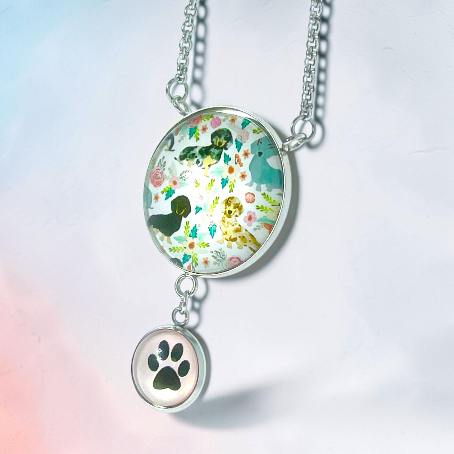 Darling Dachshund Double Round Dangler Necklace