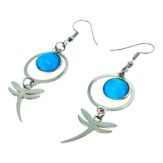 Twinkling Teal Dragonfly Earrings