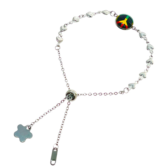 Rasta Peace Heart Slider Bracelet