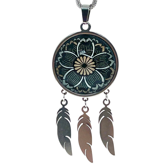 Dreamy Daisy Feather Dreamcatcher Necklace